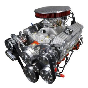 GM Small Block Compatible 383 c.i. Low Profile Engine – 436 Horsepower – Deluxe Dressed – Polished Pulley Kit – Carbureted