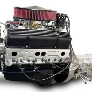 GM Small Block Compatible 383 c.i. Engine and TKX Manual Transmission – 436 Horsepower – Standard Edition Builder Series – Polished Pulley Kit – Carbureted