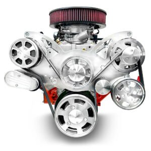 Alternative view of GM Small Block Compatible 427 c.i. Pro Series Engine and TKX Manual Transmission – 540 Horsepower – Standard Edition Builder Series – Polished Pulley Kit – Fuel Injected