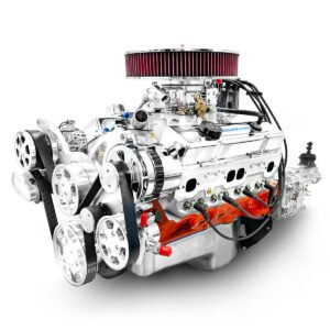 GM Small Block Compatible 454 c.i. Engine and TKX Manual Transmission – 563 Horsepower – Standard Edition Builder Series – Polished Pulley Kit – Carbureted