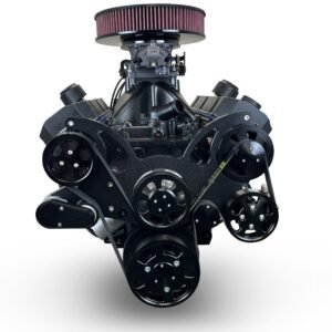 Alternative view of GM Big Block Compatible 632 c.i. ProSeries Engine and 4L80E Automatic Transmission – 815 Horsepower – Blackout Reaper Edition Builder Series – Black Pulley Kit – Carbureted