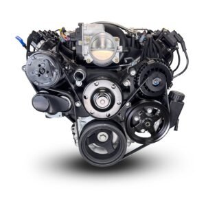 Alternative view of GM LS Compatible 427 c.i. Engine and 4L65/70E Automatic Transmission – 605 Horsepower – Standard Edition Builder Series – Black Pulley Kit – Holley Terminator X EFI System