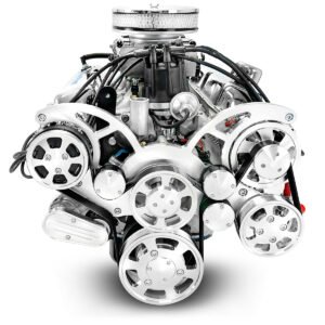 Alternative view of Ford Small Block Compatible 302 c.i. Engine – 361 Horsepower – Deluxe Dressed – Polished Pulley Kit – Rear Sump – Fuel Injected