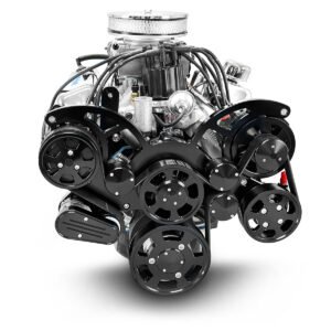 Alternative view of Ford Small Block Compatible 302 c.i. Engine – 361 Horsepower – Deluxe Dressed – Black Pulley Kit – Rear Sump – Fuel Injected