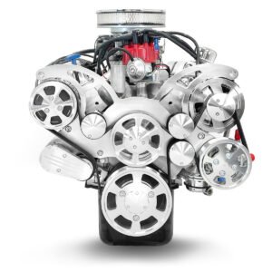 Alternative view of Ford Small Block Compatible 347 c.i. Engine – 415 Horsepower – Deluxe Dressed with Polished Pulley Kit – Carbureted