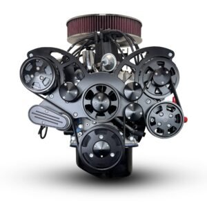 Alternative view of Ford Small Block Compatible 347 c.i. Engine – 415 Horsepower – Deluxe Dressed – Black Pulley Kit – Rear Sump – Fuel Injected