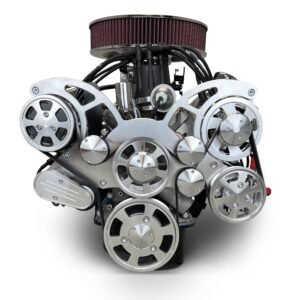Alternative view of Ford Small Block Compatible 347 c.i. Engine – 415 Horsepower – Deluxe Dressed – Polished Pulley Kit – Rear Sump – Fuel Injected