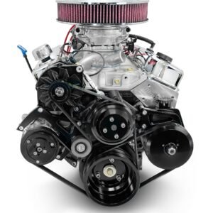 Alternative view of GM Small Block Compatible 350 c.i. Engine – 390 Horsepower – Deluxe Dressed with Black Pulley Kit – Fuel Injected