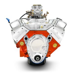 Alternative view of GM Small Block Compatible 400 c.i. Engine – 500 Horsepower – Base Dressed – Carbureted