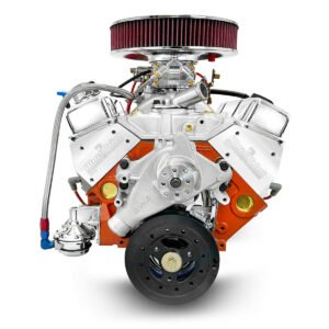 Alternative view of GM Small Block Compatible 400 c.i. Engine – 500 Horsepower – Deluxe Dressed – Carbureted