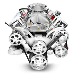 Alternative view of GM Big Block Compatible 454 c.i. Engine – 460 Horsepower – Deluxe Dressed – Polished Pulley Kit – Fuel Injected