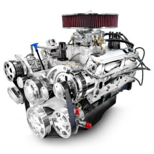 Chrysler Small Block Compatible 408 c.i. Engine – 465 Horsepower – Deluxe Dressed with Polished Pulley Kit – Carbureted