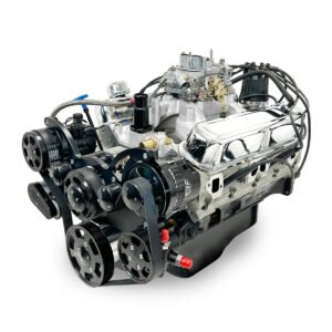 Chrysler Small Block Compatible 408 c.i. Engine – 465 Horsepower – Deluxe Dressed with Black Pulley Kit – Carbureted