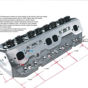 Alternative view of Aluminum Assembled Cylinder Head – GM SB Compatible – 195cc – Sold as a Pair