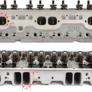 Alternative view of Aluminum Assembled Cylinder Head – GM SB Compatible – 220cc