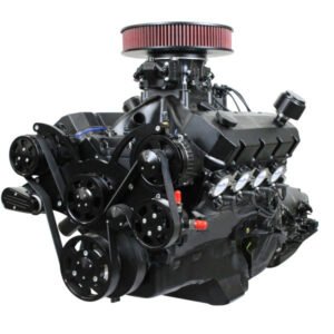 Alternative view of GM Big Block Compatible 632 c.i. ProSeries Engine and 4L80E Automatic Transmission – 815 Horsepower – Blackout Reaper Edition Builder Series – Black Pulley Kit – Fuel Injected