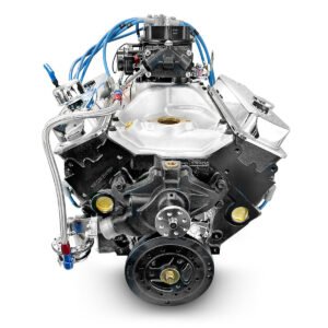 Alternative view of GM Marine Small Block Compatible 350 c.i. Engine – 350 Horsepower – Base Dressed – Carbureted
