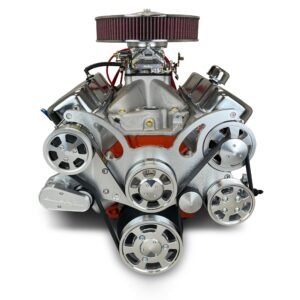 Alternative view of GM Big Block Compatible 540 c.i. ProSeries Engine – 670 Horsepower – Deluxe Dressed With Pollished Pulleys – Carbureted