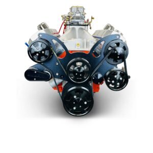 Alternative view of GM Big Block Compatible 540 c.i. ProSeries Engine – 670 Horsepower – Deluxe Dressed with Black Pulley Kit – Carbureted
