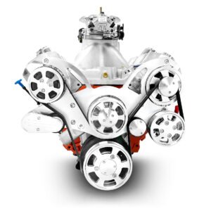Alternative view of GM Big Block Compatible 572 c.i. Pro Series Engine – 750 Horsepower – Deluxe Dressed With Polished Pulley Kit – Carbureted