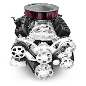 Alternative view of GM Small Block Compatible 383 c.i. Engine and 700R4 Automatic Transmission 4WD Ready – 405 Horsepower – Truck Edition Builder Series with Polished Pulley Kit – Carbureted
