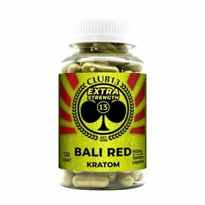Club 13 Capsules Bali Red (Extra Strength Kratom) (950mg Jumbo Capsules)