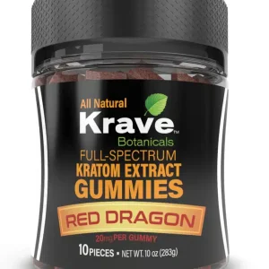 Krave Botanicals Full Spectrum Red Dragon Kratom Extract Gummies – Relaxation & Focus