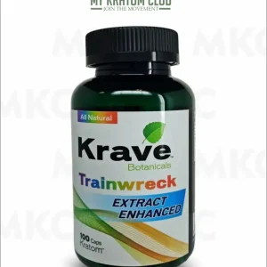 Krave Kratom (Botanicals) Trainwreck Extra Enhanced Capsules (100 Count)