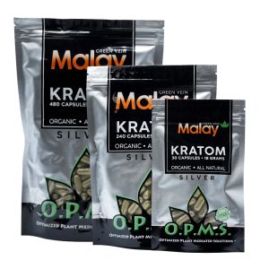 OPMS Special Reserve Kratom Green Vein Malay Silver Capsules | 600mg Capsules
