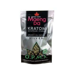OPMS Silver Red Vein Maeng Da Kratom Capsules (2 Sizes) (600mg Capsules)