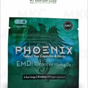 Phoenix Enhanced Maeng Da (EMD) Kratom Extract Capsules, 4 CT (1 Gram Capsules)