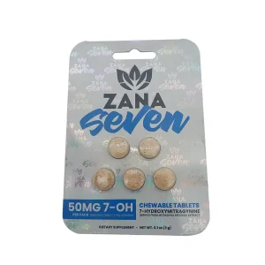 Zana Seven Chewable Tablets – 50mg 7-Hydroxymitragynine (7OH) – Fast-Acting Blister Pack